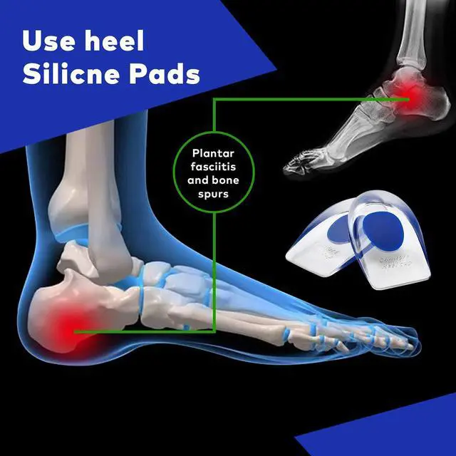 Alt view image 3 of 7 - MEDCA Silicone Gel Heel Cushion Pads, Cups - Shoe Inserts for Plantar Fasciitis, Prevents Sore Heel, Bone Spur & Achilles Pain Relief for Men, US Shoe Size 7-10s Sneakers - Shoe Size 7-10