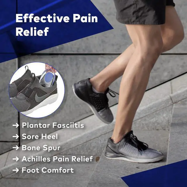 Alt view image 5 of 7 - MEDCA Silicone Gel Heel Cushion Pads, Cups - Shoe Inserts for Plantar Fasciitis, Prevents Sore Heel, Bone Spur & Achilles Pain Relief for Men, US Shoe Size 7-10s Sneakers - Shoe Size 7-10