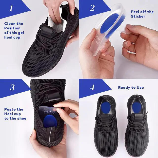 Alt view image 6 of 7 - MEDCA Silicone Gel Heel Cushion Pads, Cups - Shoe Inserts for Plantar Fasciitis, Prevents Sore Heel, Bone Spur & Achilles Pain Relief for Men, US Shoe Size 7-10s Sneakers - Shoe Size 7-10