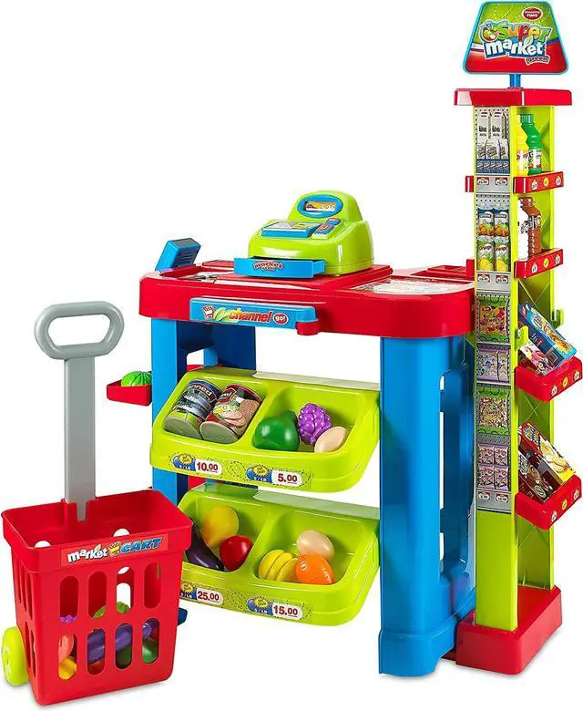 Main image of Creative Time Kids Supermarket Super Fun Playset With Shopping Cart