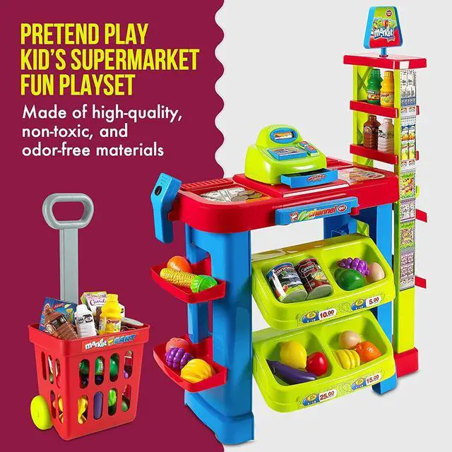 Alt view image 2 of 7 - Creative Time Kids Supermarket Super Fun Playset With Shopping Cart