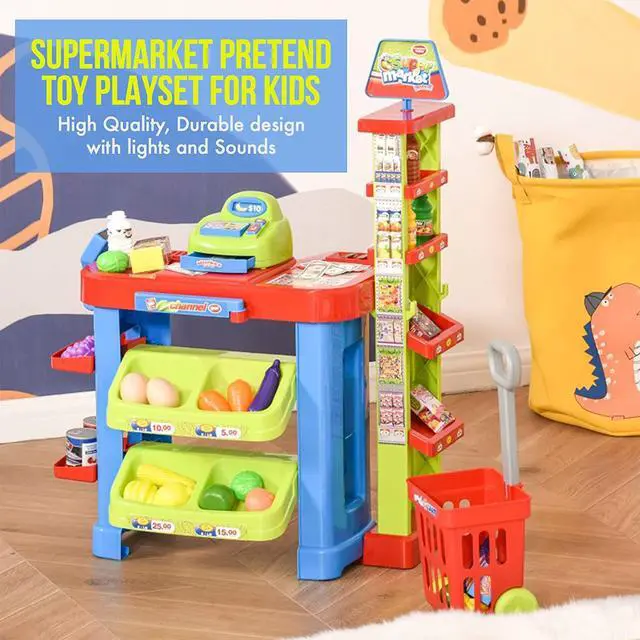 Alt view image 3 of 7 - Creative Time Kids Supermarket Super Fun Playset With Shopping Cart