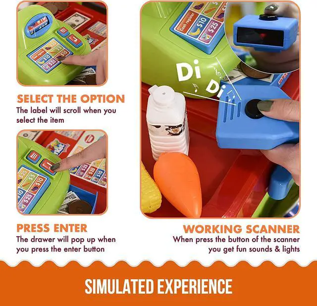 Alt view image 4 of 7 - Creative Time Kids Supermarket Super Fun Playset With Shopping Cart