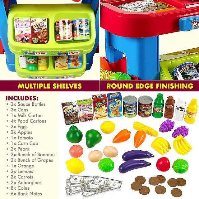 Alt view image 5 of 7 - Creative Time Kids Supermarket Super Fun Playset With Shopping Cart