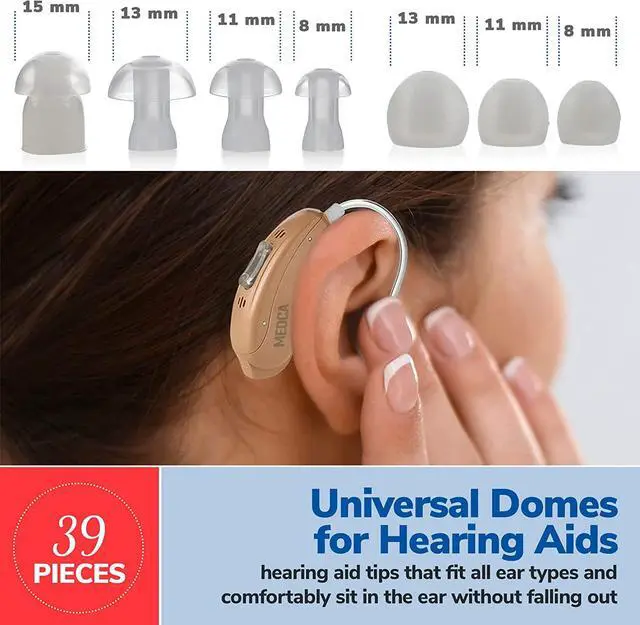 Alt view image 6 of 7 - Hearing Aid Domes - Universal Domes for Hearing Aids - Sizes Small, Medium, Large & X-Large Earbud Replacements and BTE Hearing Sound Amplifiers
