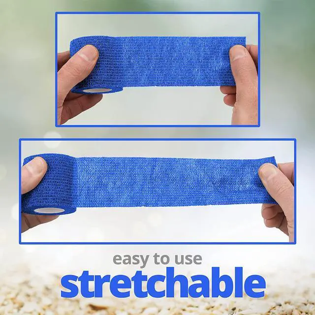 Alt view image 5 of 7 - Self-Adherent Cohesive Bandage - Blue Medical Wrap - 16 Rolls 4" Wide x 5 Yards Sports Tape for Medical Use, Sports, First Aid and Helps Protect Skin