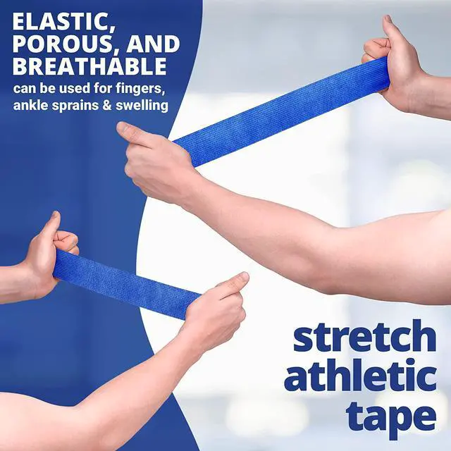 Alt view image 7 of 7 - Self-Adherent Cohesive Bandage - Blue Medical Wrap - 16 Rolls 4" Wide x 5 Yards Sports Tape for Medical Use, Sports, First Aid and Helps Protect Skin