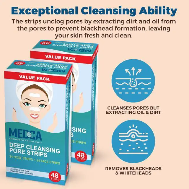Alt view image 2 of 7 - Deep Cleansing Blackhead Pore Strips - Pack of 96 Peel - Off Blackhead Remover and Pore Unclogging Strips for Nose and Face, Chin, Forehead & Healthier Looking Skin