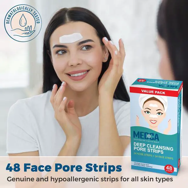 Alt view image 7 of 7 - Deep Cleansing Blackhead Pore Strips - Pack of 96 Peel - Off Blackhead Remover and Pore Unclogging Strips for Nose and Face, Chin, Forehead & Healthier Looking Skin