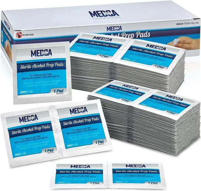 Main image of Alcohol Prep Pads - Box of 1000 - Saturated 70% Isopropyl Alcohol Wipes, Individually Wrapped Moistened Swab Pad, 2-Ply Cotton