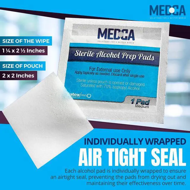 Alt view image 5 of 7 - MEDca Alcohol Prep Pads, Sterile, Medium, 2-Ply (PACK OF 300)