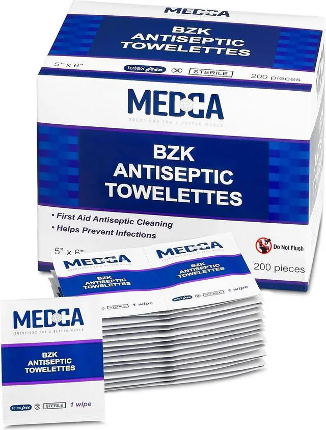 Main image of Hand Wipes (Pack of 200) Chloride Swabs Individual BZK Single-Use Packets by MEDca
