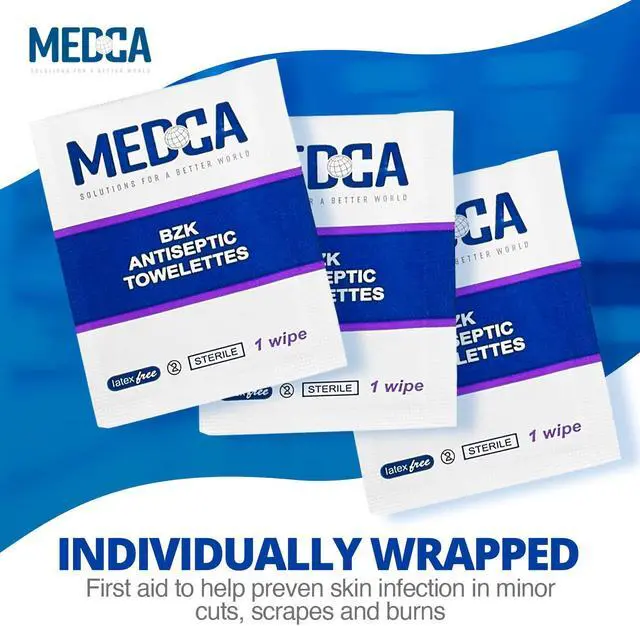 Alt view image 5 of 7 - Hand Wipes (Pack of 200) Chloride Swabs Individual BZK Single-Use Packets by MEDca