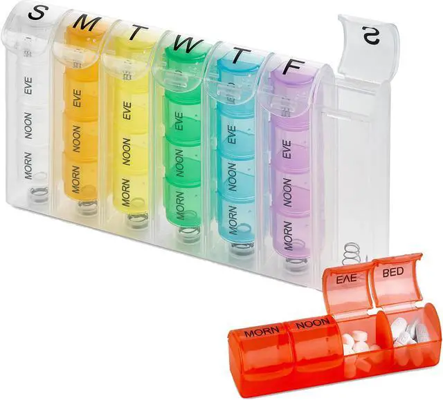 Main image of MEDca Pop-Up Weekly Pill Organizer, Single Box and 4 Daily Compartments