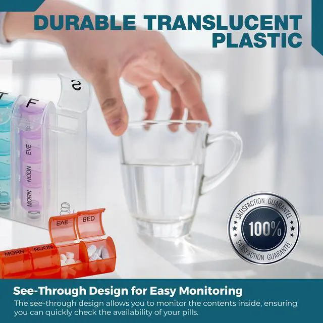 Alt view image 6 of 7 - MEDca Pop-Up Weekly Pill Organizer, Single Box and 4 Daily Compartments