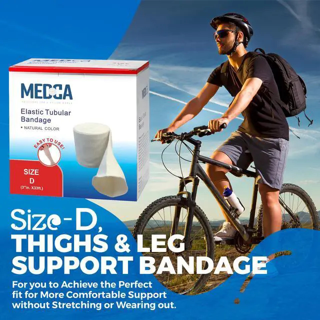 Alt view image 7 of 7 - Elastic Tubular Support Bandage Size D, 10M Box - Natural Color (3" X 33 feet) for Large Knee Support Bandage -Medium Thigh, Cotton Spandex
