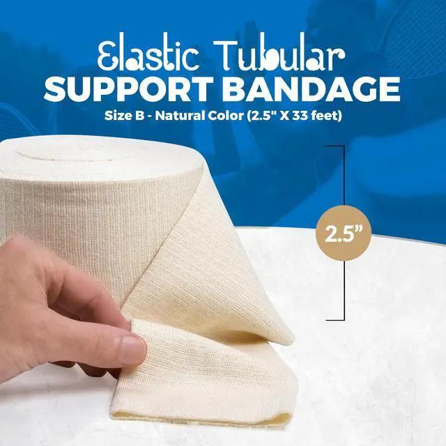 Alt view image 5 of 7 - Elastic Tubular Support Bandage Size B, 10M Box - Natural Color (2.5" X 33 feet) for Large Knee Support Bandage -Medium Thigh, Cotton Spandex