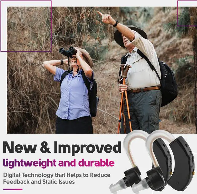 Alt view image 6 of 7 - Digital Hearing Amplifiers - Set of 2 Small BTE Sound Amplifiers, a Behind The Ear Personal Amplification Device and Sound Enhancer Aids with Noise Reducing Feature for Adults, Seniors & Women, Black
