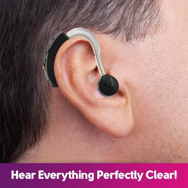 Alt view image 5 of 7 - Digital Hearing Amplifiers - Set of 2 Small BTE Sound Amplifiers, a Behind The Ear Personal Amplification Device and Sound Enhancer Aids with Noise Reducing Feature for Adults, Seniors & Women, Black