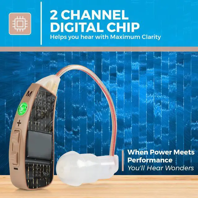 Alt view image 4 of 7 - Rechargeable Hearing Amplifiers - Premium Digital BTE Personal Sound Amplifier Device Pair with 2 Program Modes Noise Cancellation & Feedback Reduction & Fast Charging for Adults Seniors & Elderly