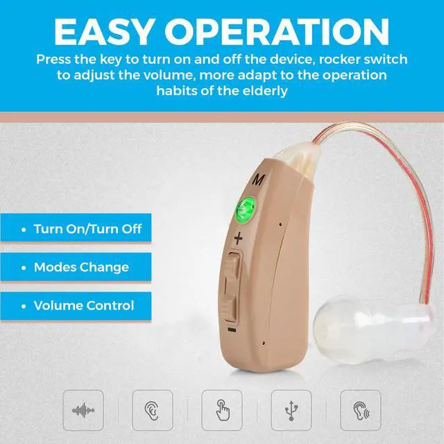 Alt view image 6 of 7 - Rechargeable Hearing Amplifiers - Premium Digital BTE Personal Sound Amplifier Device Pair with 2 Program Modes Noise Cancellation & Feedback Reduction & Fast Charging for Adults Seniors & Elderly
