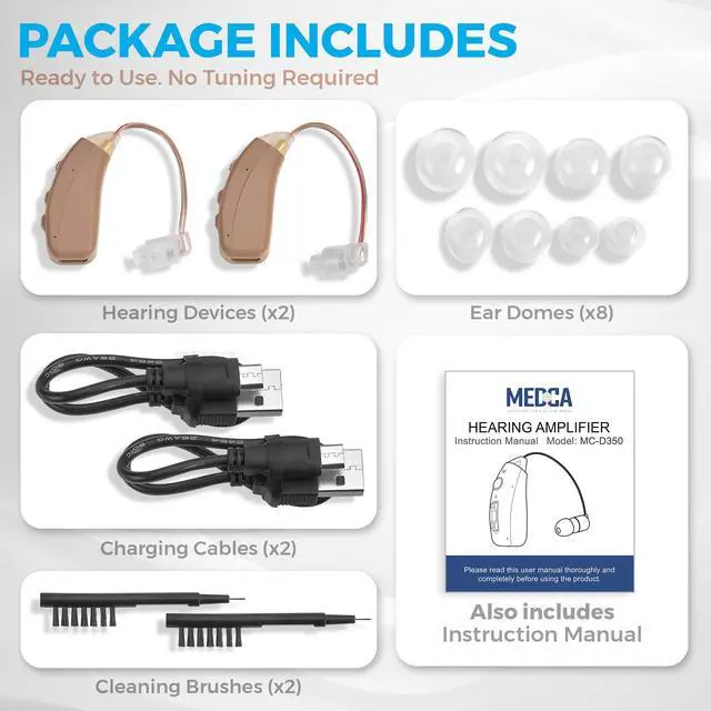 Alt view image 5 of 7 - Rechargeable Hearing Amplifiers - Premium Digital BTE Personal Sound Amplifier Device Pair with 2 Program Modes Noise Cancellation & Feedback Reduction & Fast Charging for Adults Seniors & Elderly