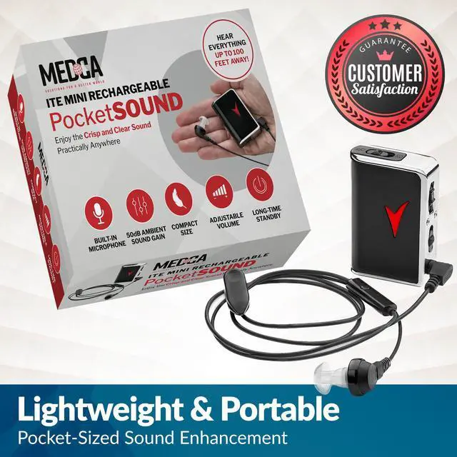 Alt view image 6 of 7 - Personal Sound Amplifier - Audio Hearing Amplifier Device and Voice Enhancer Device for Sound Gain of 50dB, Up to 100 Feet Away, Pocket Hearing Devices