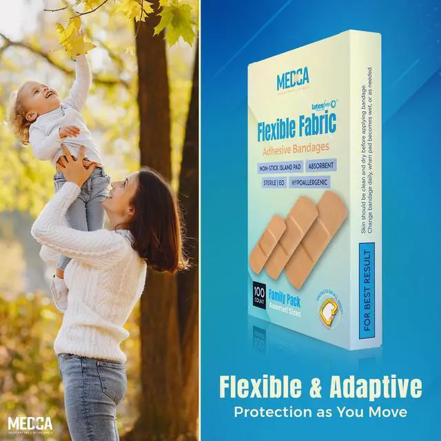 Alt view image 2 of 7 - Flexible Fabric Adhesive Bandages for Comfortable Flexible Large Protection & Wound Care of Minor Cuts, Scrapes, & Wounds, Assorted Sizes