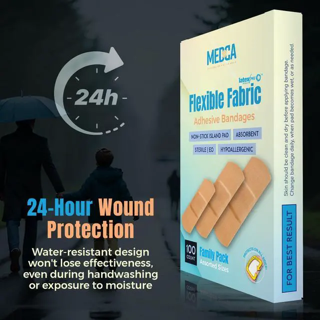 Alt view image 5 of 7 - Flexible Fabric Adhesive Bandages for Comfortable Flexible Large Protection & Wound Care of Minor Cuts, Scrapes, & Wounds, Assorted Sizes