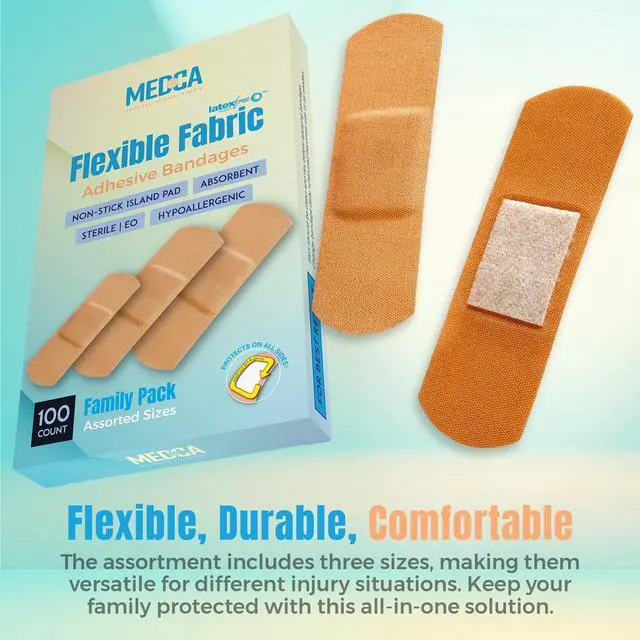 Alt view image 7 of 7 - Flexible Fabric Adhesive Bandages for Comfortable Flexible Large Protection & Wound Care of Minor Cuts, Scrapes, & Wounds, Assorted Sizes