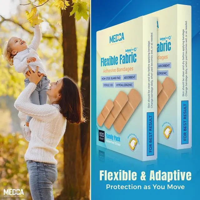 Alt view image 2 of 7 - Flexible Fabric Adhesive Bandages for Comfortable Flexible Large Protection & Wound Care of Minor Cuts, Scrapes, & Wounds, Assorted Sizes
