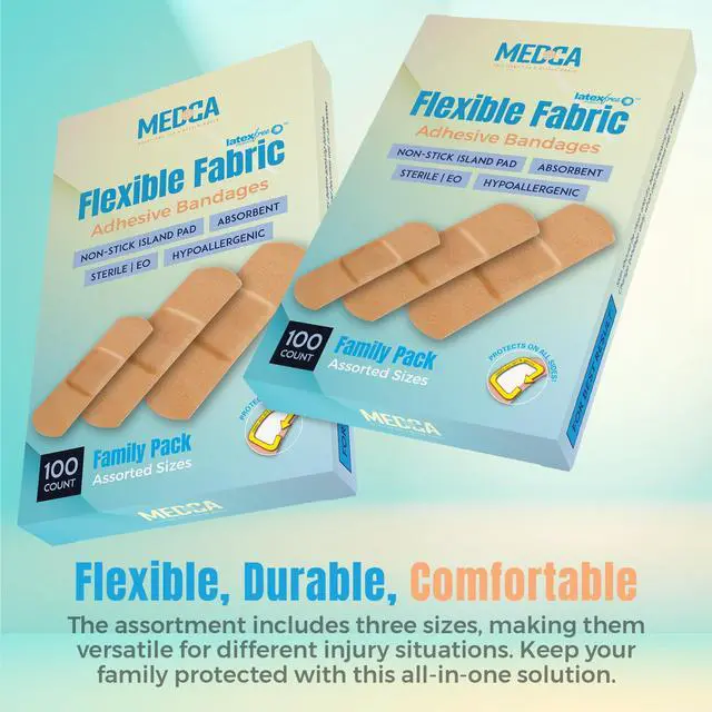 Alt view image 7 of 7 - Flexible Fabric Adhesive Bandages for Comfortable Flexible Large Protection & Wound Care of Minor Cuts, Scrapes, & Wounds, Assorted Sizes