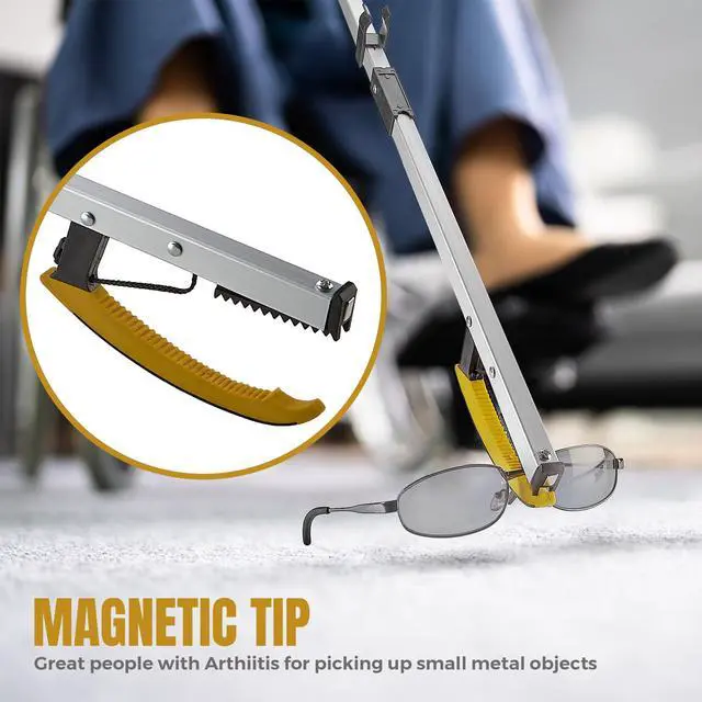 Alt view image 6 of 7 - Reacher Grabber Pickup Tool with Magnetic Tip - 26-Inch Long & Wide Claw Arm Gripping Device, Lightweight & Durable Indoor and Outdoor Extender Reaching Mobility Aid and Trash Picker Upper Tool