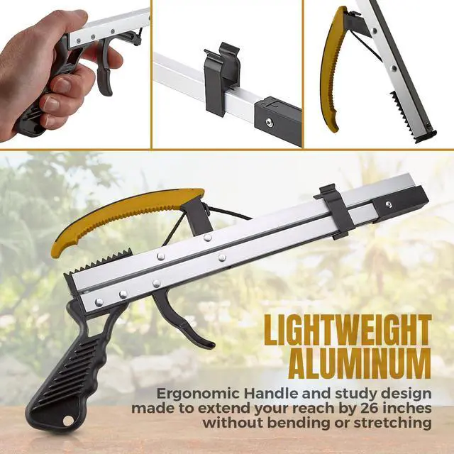 Alt view image 7 of 7 - Reacher Grabber Pickup Tool with Magnetic Tip - 26-Inch Long & Wide Claw Arm Gripping Device, Lightweight & Durable Indoor and Outdoor Extender Reaching Mobility Aid and Trash Picker Upper Tool