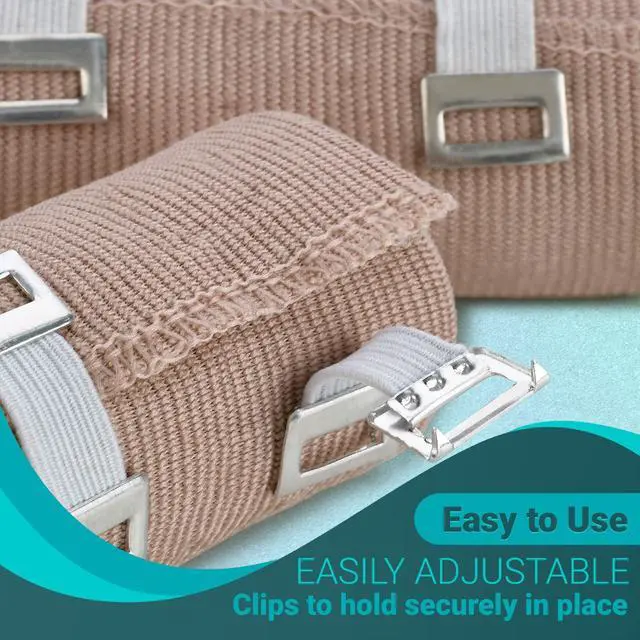 Alt view image 6 of 7 - Elastic Compression Bandage Wrap - Premium Quality (Set of 8) w/Hooks, Athletic Sport Support Tape Rolls for Ankle, Wrist, Arm, Leg Sprains First Aid Bandages Measure (4)- 4" x 5 Ft (4)- 3" x 5 Ft