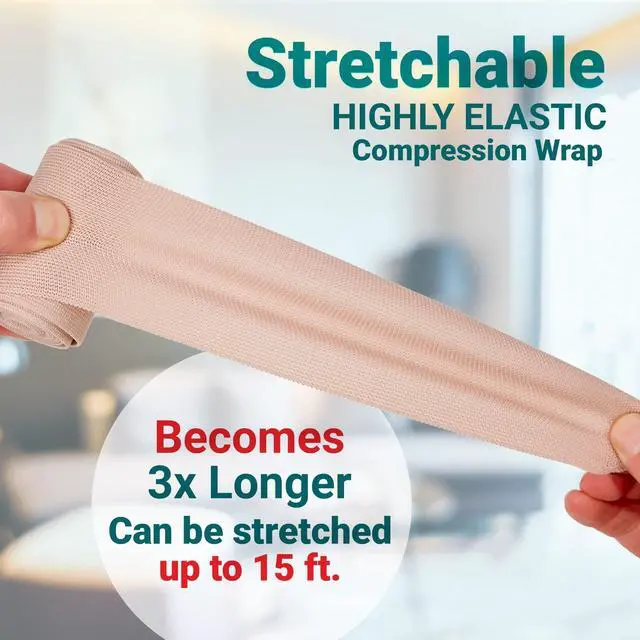 Alt view image 3 of 7 - MEDca Elastic Compression Bandage Wrap - First Aid Bandages Roll Measures 2", 3", 4", 6" x 5 Ft with 4 Extra Hooks - Athletic Sports Stretch Wraps for Ankle, Wrist, Arm & Leg Sprains (Pack of 8)