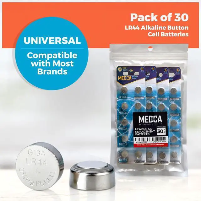 Alt view image 4 of 7 - MEDca 1.5V Alkaline Batteries - LR44 AG13 357 303 SR44 Battery - Button Coin Cell for Hearing Aids and Amplifiers, Toys, Remotes, Calculators, Lasers | Long Lasting Power | Anti Corrosion | 30 PCS