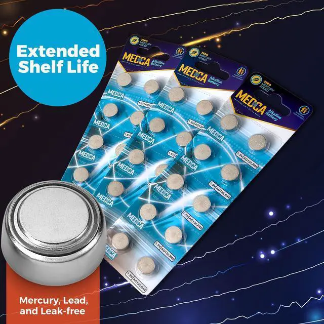Alt view image 5 of 7 - MEDca 1.5V Alkaline Batteries - LR44 AG13 357 303 SR44 Battery - Button Coin Cell for Hearing Aids and Amplifiers, Toys, Remotes, Calculators, Lasers | Long Lasting Power | Anti Corrosion | 30 PCS