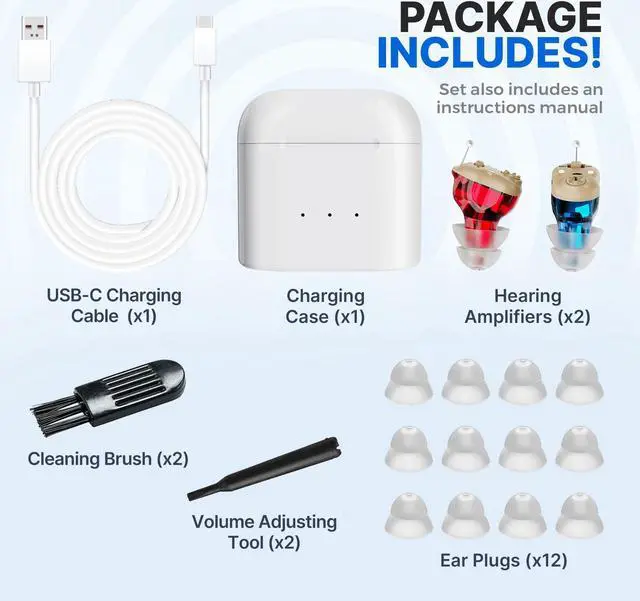 Alt view image 6 of 7 - Rechargeable Digital Hearing Amplifier Aid - Mini CIC Inner-Ear Personal Sound Amplification Device for Adults and Seniors - Fully Digital Technology with USB Portable Charging Case