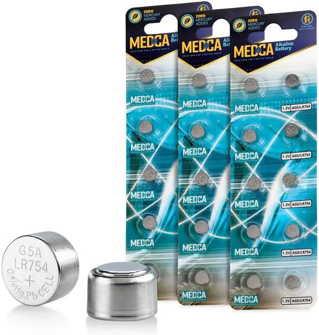 Main image of MEDca AG5 LR754 Batteries - 30 Count Pack - 1.5V Alkaline 754 LR48 193 Battery Button Coin Cell Batteries for Hearing Aids and Hearing Amplifiers