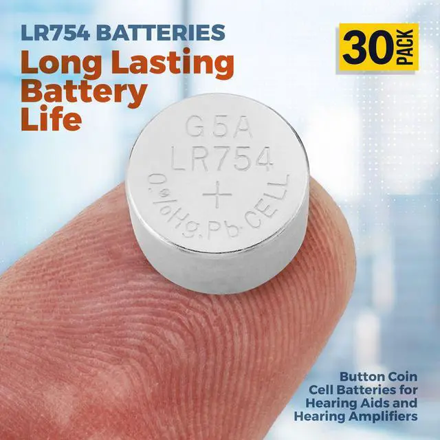 Alt view image 2 of 7 - MEDca AG5 LR754 Batteries - 30 Count Pack - 1.5V Alkaline 754 LR48 193 Battery Button Coin Cell Batteries for Hearing Aids and Hearing Amplifiers
