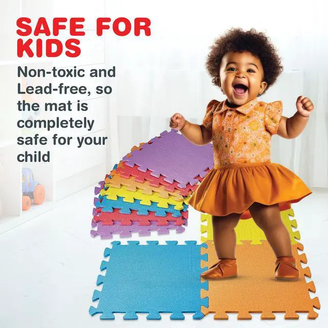 Alt view image 2 of 7 - MEDca Floor Mat 60-Tiles Exercise Mat Solid Foam EVA Playmat Kids Safety - Receive 10-Pcs of Each Color, Red, Blue, Green, Yellow, Purple, Orange