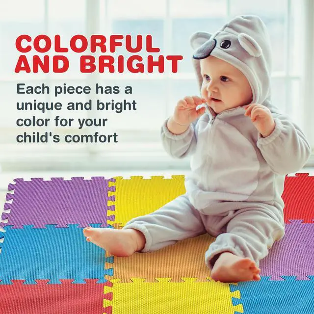 Alt view image 4 of 7 - MEDca Floor Mat 60-Tiles Exercise Mat Solid Foam EVA Playmat Kids Safety - Receive 10-Pcs of Each Color, Red, Blue, Green, Yellow, Purple, Orange