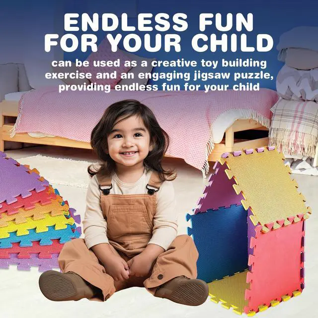 Alt view image 6 of 7 - MEDca Floor Mat 60-Tiles Exercise Mat Solid Foam EVA Playmat Kids Safety - Receive 10-Pcs of Each Color, Red, Blue, Green, Yellow, Purple, Orange