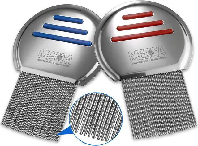 Main image of Lice Comb - (Pack of 2) Stainless Steel Professional Lice Combs and Head Lice Treatment to Effectively Get Rid of Hair Lice and Nits, Best Results for Infection and Re-Infection in Kids & Adults