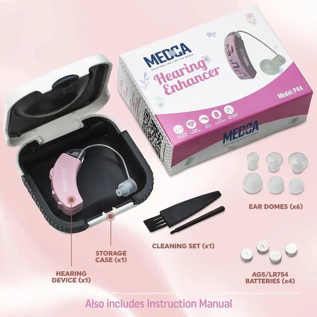 Alt view image 5 of 7 - MEDca Behind the Ear Digital Hearing Amplifier with Noise Reduction, Pink
