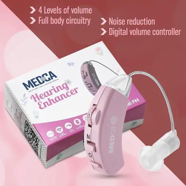 Alt view image 4 of 7 - Digital Hearing Amplifier - Behind the Ear Sound Amplifier Set, BTE Hearing Ear Amplification Device and Digital Sound Enhancer PSAD for Hard of Hearing, Noise Reducing Feature, Pink by MEDca