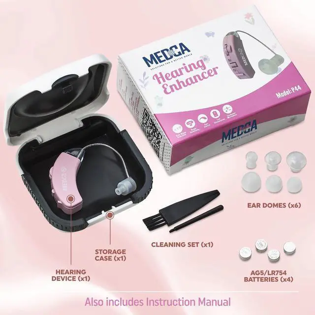 Alt view image 5 of 7 - Digital Hearing Amplifier - Behind the Ear Sound Amplifier Set, BTE Hearing Ear Amplification Device and Digital Sound Enhancer PSAD for Hard of Hearing, Noise Reducing Feature, Pink by MEDca