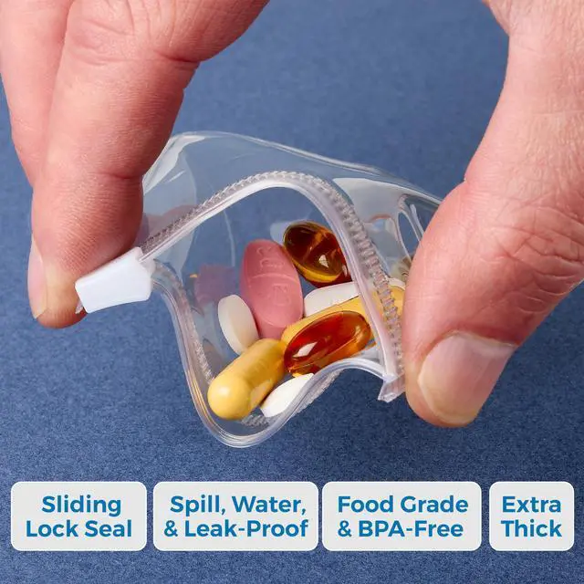 Alt view image 5 of 7 - Zippered Pill Pouch Bags - 12 Pcs, Slide Lock Clear Plastic Mini Bags, BPA-Free for Pills Vitamins, Supplements, Medications, Jewelry, Crafts, Small Objects - Self-Sealing, Reusable, Travel-Friendly