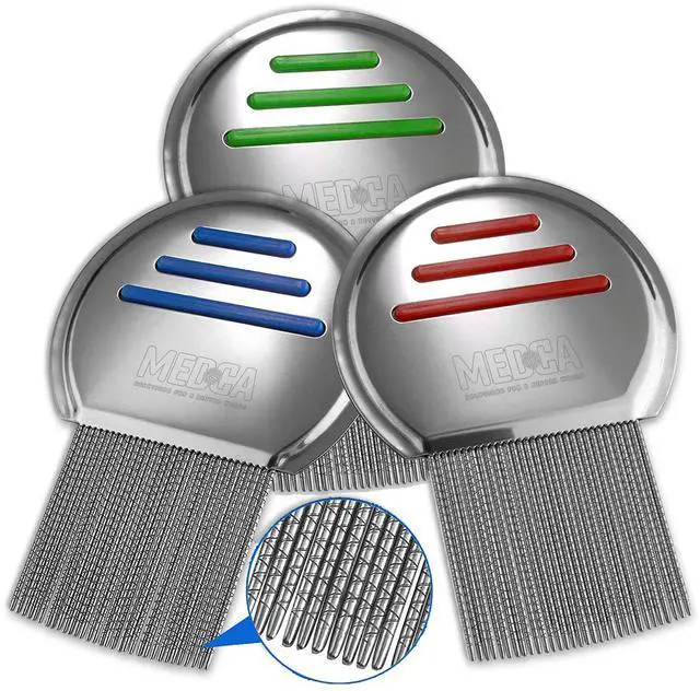 Main image of Lice Comb - (Pack of 3) Head Lice Treatment That's Individually Package to Prevent Contamination Professional Stainless Steel Louse and Nit Combs Removes Eggs with Rounded Tips for Comfort
